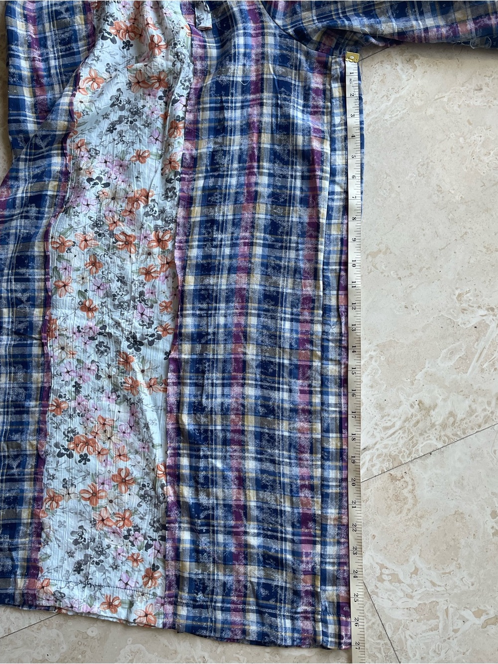 POL Boho Patchwork Wide Leg Pants Floral Plaid Bohemian Festival Pants Med NWT - Picture 9 of 10